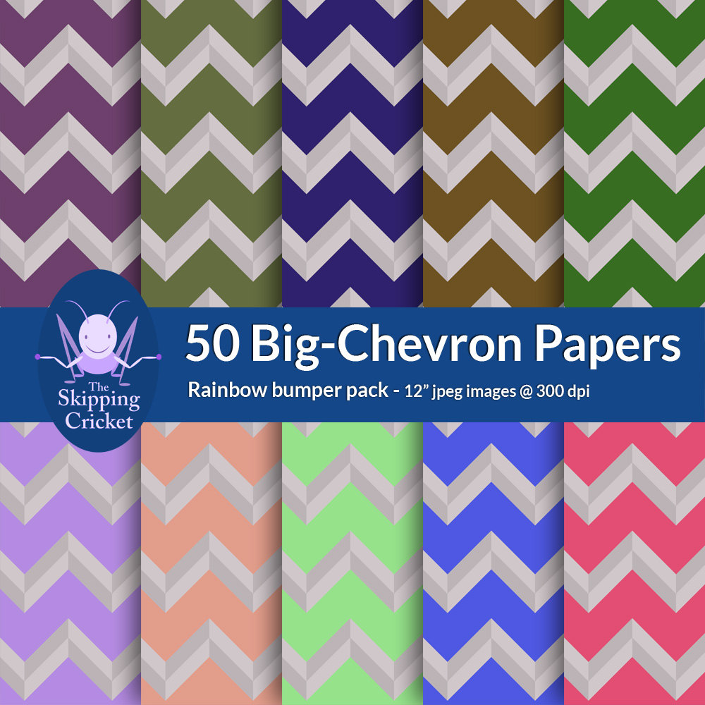50 rainbow large chevron scrapbooking papers, chevron digital papers, rainbow chevron paper,  zigzag scrapbook paper – INSTANT DOWNLOAD