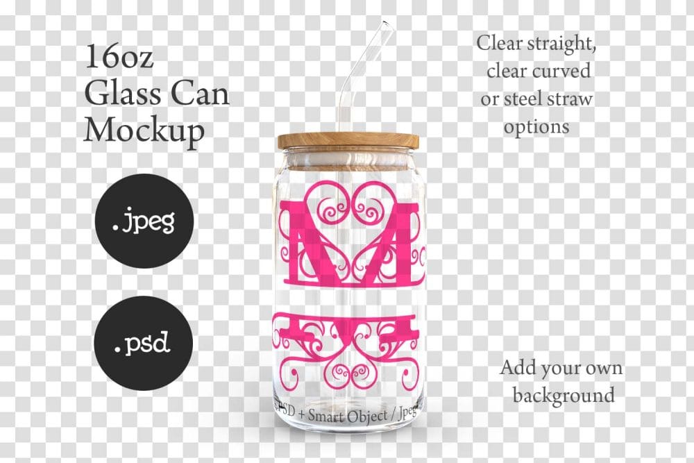 16oz Libbey Soda Can Glass Mockup with Bamboo Lid & Straw Options - Image 8