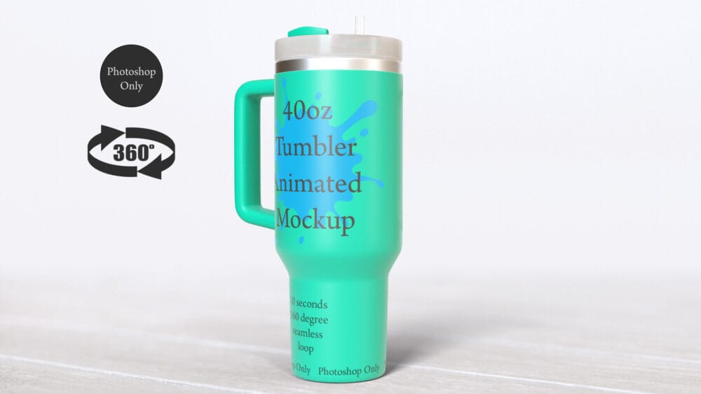 Animated 40oz Tumbler Mockup with Handle - Image 3