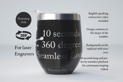 Laser engravers 12oz wine tumbler mockup animation, tumbler video, spinning tumbler mock up,animated