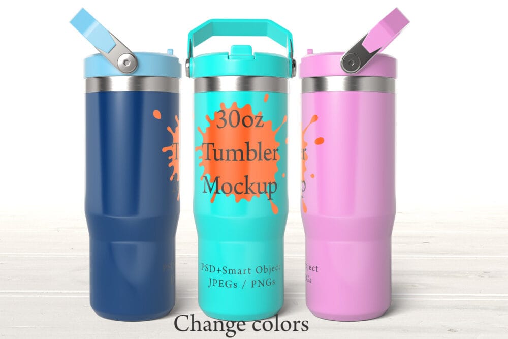 30oz flip top tumbler mockup